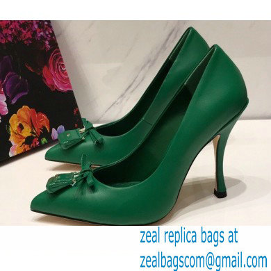 Dolce  &  Gabbana Thin Heel 10.5cm Leather Sicily Pumps Green 2021